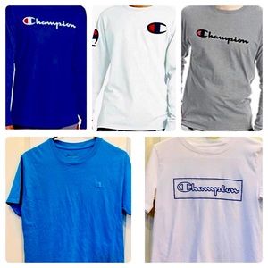 A bundle of men size small Champion shirts